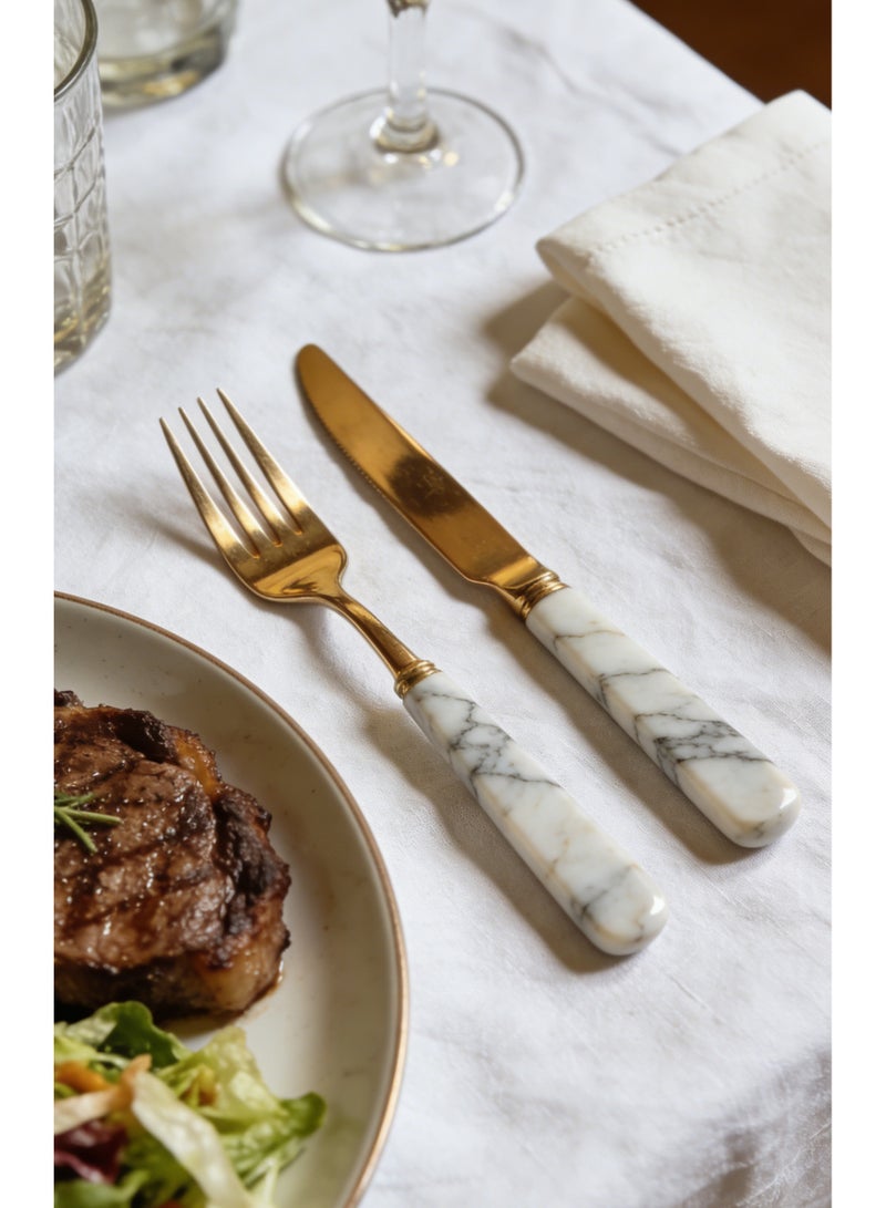 أكنزلмед مجموعة أدوات العشاء 24 قطعة مع موقف المنظم ، مثالية للوجبات العائلية لأشخاص 4-6 - Image 4